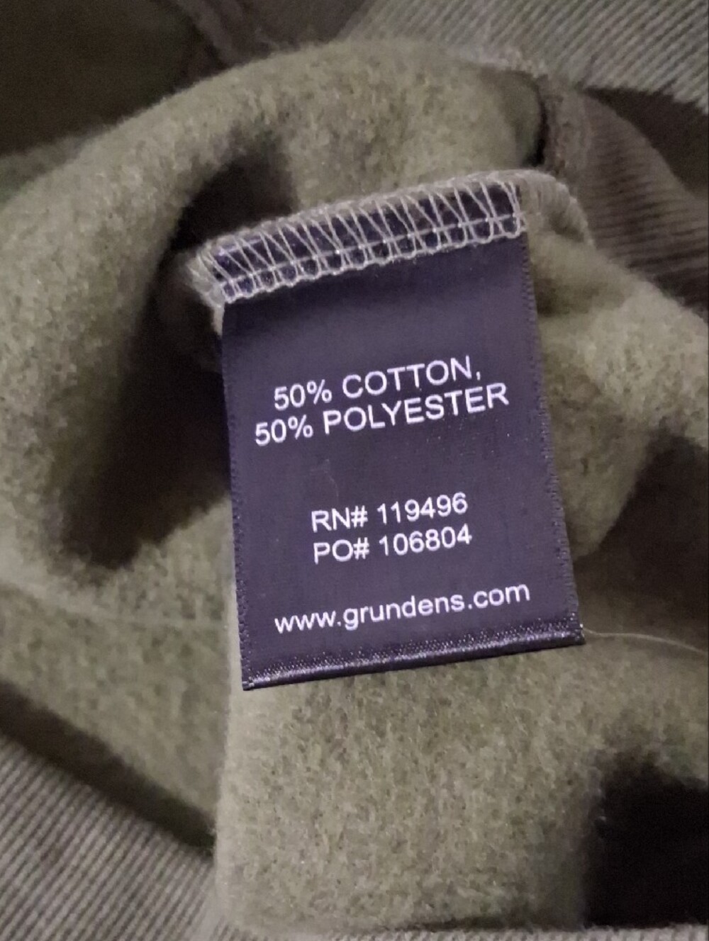 Grundens Men's Olive Green Pullover Hoodie with Front Pocket - Picture 9 of 10